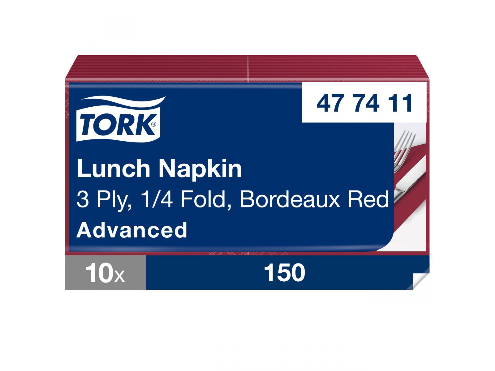 Serwetki Tork 33x33 477411 Bordowe Karton 1500 serwetek (10 x 150) Składana 1/4